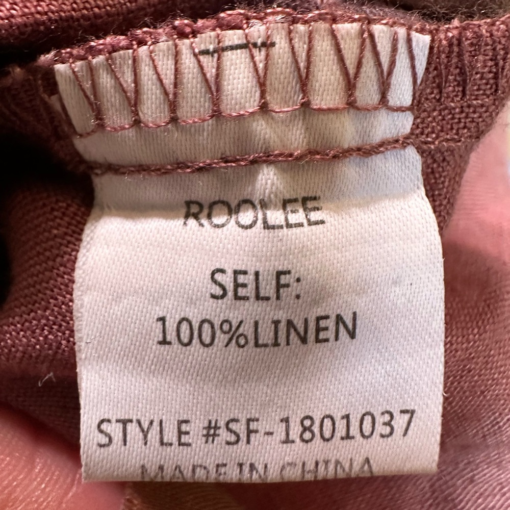 SOLD Roolee Pink 100% Linen Button 3/4 Sleeve Modest Dress Size Small - Picture 5 of 8